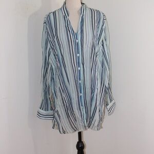 Tommy Hilfiger, long sleeve stripped shirt no collar.......